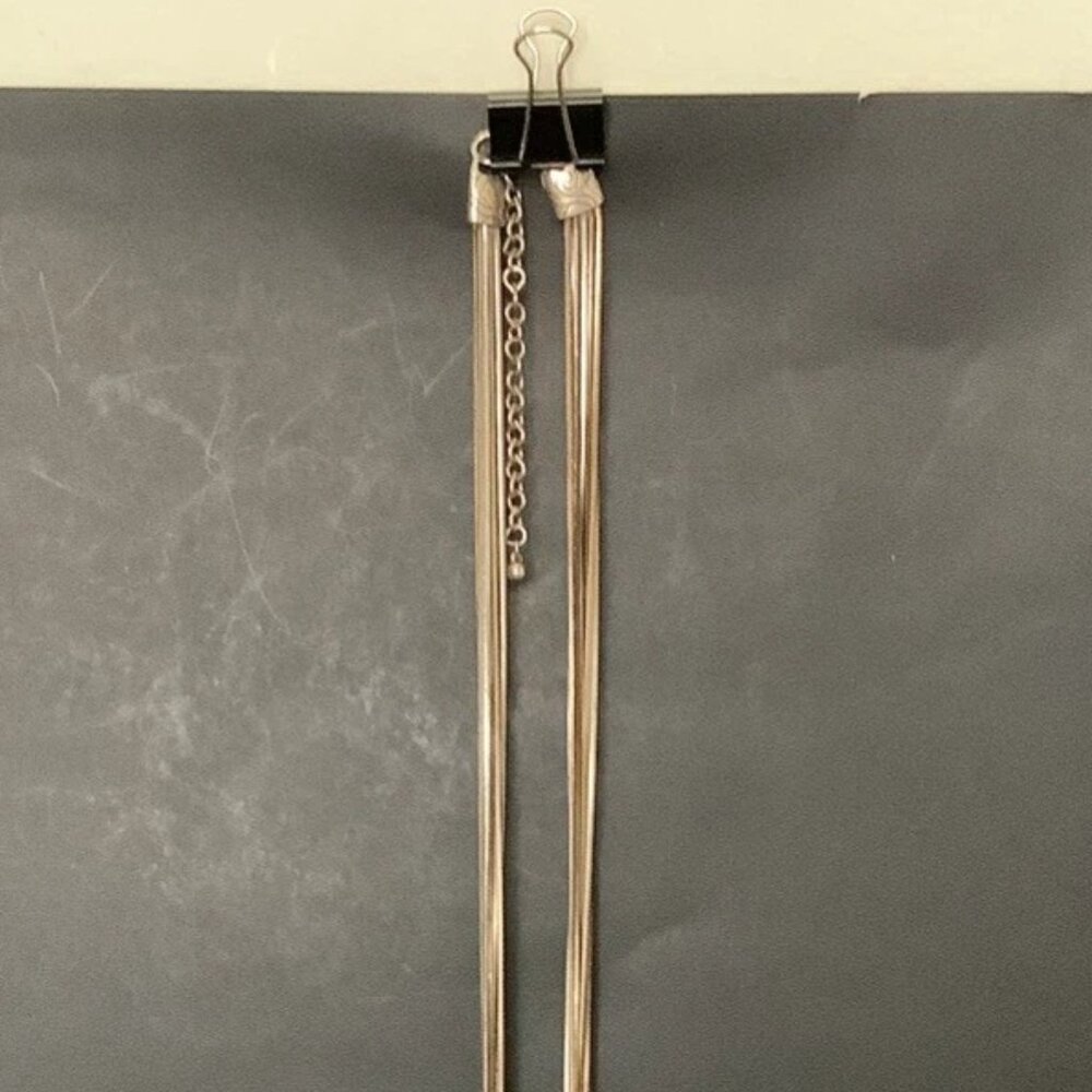 CHICO'S NECKLACE Gold Silver Copper Tone 10 Strand Chains 36" Long Claw Clasp